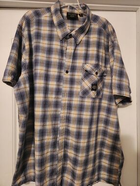 Harley-Davidson Short-Sleeve Plaid Button-Down in Blue and Yellow